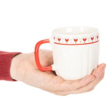 Article Tasses à café en céramique avec anse rouge et décor cœur 9cm 2 pièces