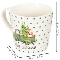 Article Tasses en céramique Merry Christmas 10 cm Motif voiture de Noël, lot de 2