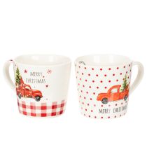 Article Tasses de Noël en céramique avec voiture et sapin 10cm 2pcs