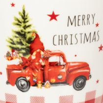 Article Tasse de Noël en céramique avec voiture et sapin motifs rouges et blancs 10 cm set de 2