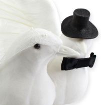 Oiseau couple marié blanc 32cm
