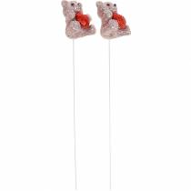 Article Bouchon décoratif ours avec coeur, Saint Valentin, bouchon fleur pailleté 9 pcs