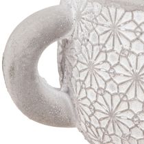 Article Théière jardinière décorative en céramique blanc lavé 16×10,5×8cm 3 pcs