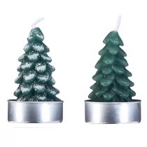 Article Bougies chauffe-plat Sapin de Noël vert enneigé 6,5cm 8pcs