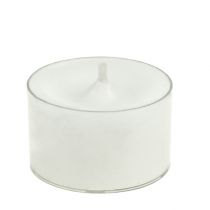 Bougies chauffe-plat blanches dans un bol en plastique 50pcs