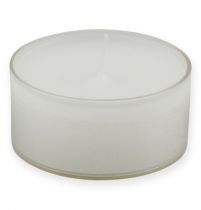 Bougies chauffe-plat maxi avec transp. Cache blanc 54mm 16pcs