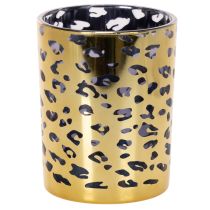 Article Porte-bougie chauffe-plat en verre à motif léopard, 12 cm