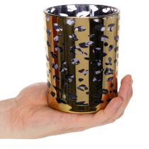 Article Porte-bougie chauffe-plat en verre à motif léopard, 12 cm