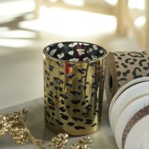 Article Porte-bougie chauffe-plat en verre à motif léopard, 12 cm