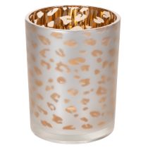 Article Porte-bougie chauffe-plat en verre à motif léopard, 12 cm