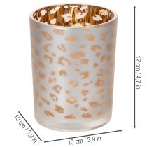 Article Porte-bougie chauffe-plat en verre à motif léopard, 12 cm
