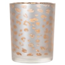Article Porte-bougie chauffe-plat en verre à motif léopard, 12 cm