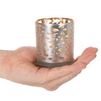 Article Porte-bougie chauffe-plat en verre à motif léopard bicolore, 8 cm
