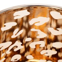 Article Porte-bougie chauffe-plat en verre à motif léopard bicolore, 8 cm
