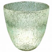Bougie lanterne en verre bleu vert décoration de table verre Ø21cm H21.5cm