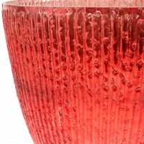 Bougie lanterne en verre vase déco en verre rouge Ø21cm H21.5cm