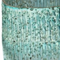 Photophore en verre bleu vent léger décoration de table en verre 12cm