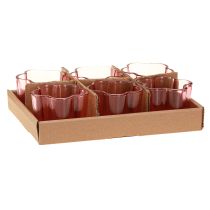 Article Photophore fleur verre rose Ø7,5cm H6cm 6pcs