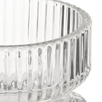 Article Photophore verre nervuré décoratif clair Ø9cm H7cm 4 pcs