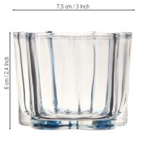 Article Photophore en verre fleur bleu Ø7,5cm H6cm 6pcs