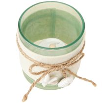 Article Photophore en verre style maritime bleu vert blanc 7,5 cm 3 pièces