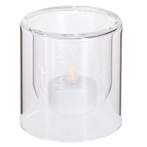 Article Photophore Lanterne en Verre Transparent Ø7.5cm H8cm 4 pcs