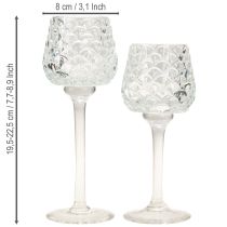 Article Photophore cône en verre avec base H19,5/22,5 cm lot de 2