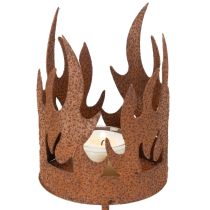 Article Porte-bougie chauffe-plat, forme bougie, décor rouille, métal patiné, H36cm