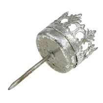 Article Photophore argenté à coller Ø4cm H9.5cm 4pcs