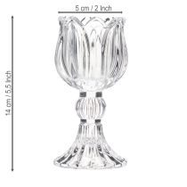 Article Bougeoirs en verre à motif floral pour une décoration de table élégante, 14 cm, lot de 2