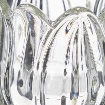 Article Porte-bougie chauffe-plat en verre, forme de fleur décorative pour une ambiance élégante, 17 cm