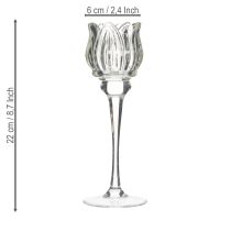 Article Bougeoir en verre en forme de fleur, idéal pour une décoration de table élégante, pour événements et mariages, 22 cm