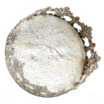Article Photophore Verre à bougie et piquets Argent Ø5,5cm H8cm 4pcs