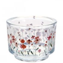 Photophore verre lanterne prairie d&#39;été abeilles Ø9cm