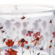 Photophore verre lanterne prairie d&#39;été abeilles Ø9cm