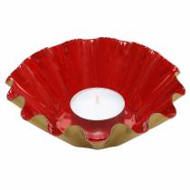 Article Bol décoratif moule à pâtisserie aspect émail rouge, doré Ø12,5cm H4cm
