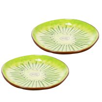 Article Assiettes rondes en céramique à motif kiwi, idéales pour la table à manger ou la cuisine, 16 cm, lot de 2