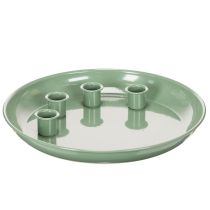 Article Plat à bougies vert en métal avec quatre porte-bougies – Ø 24 cm
