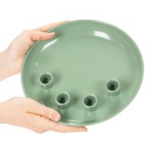 Article Assiette décorative verte avec 4 porte-bougies - Ø 24 cm