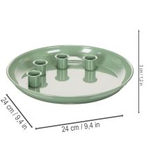 Article Assiette décorative verte avec 4 porte-bougies - Ø 24 cm