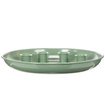 Article Assiette décorative verte avec 4 porte-bougies - Ø 24 cm