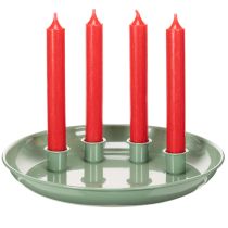 Article Assiette décorative verte avec 4 porte-bougies - Ø 24 cm