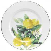 Assiette décorative, méditerranéenne, assiette en métal avec branche de citronnier Ø34cm