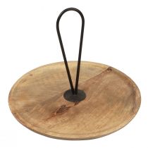 Plateau décoratif en bois assiette décorative en bois avec anse Ø30cm H24cm