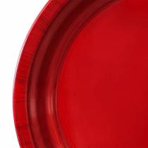 Assiette décorative en métal rouge effet glacis Ø30cm