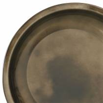Assiette décorative en métal bronze effet glaçure Ø23,5cm