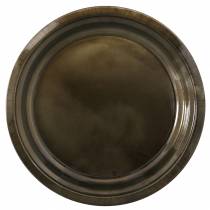 Assiette décorative en métal bronze effet glacis Ø30cm