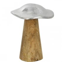Article Déco de table champignon métal bois argenté champignon en bois H14cm