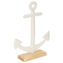 Article Décoration de table Ancre maritime sur socle Blanc Naturel 20x5x26cm