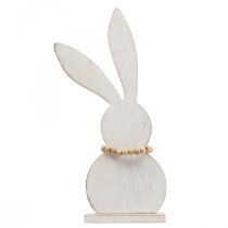 Article Décoration de table lapin de Pâques debout bois blanc/nature H27cm 2pcs